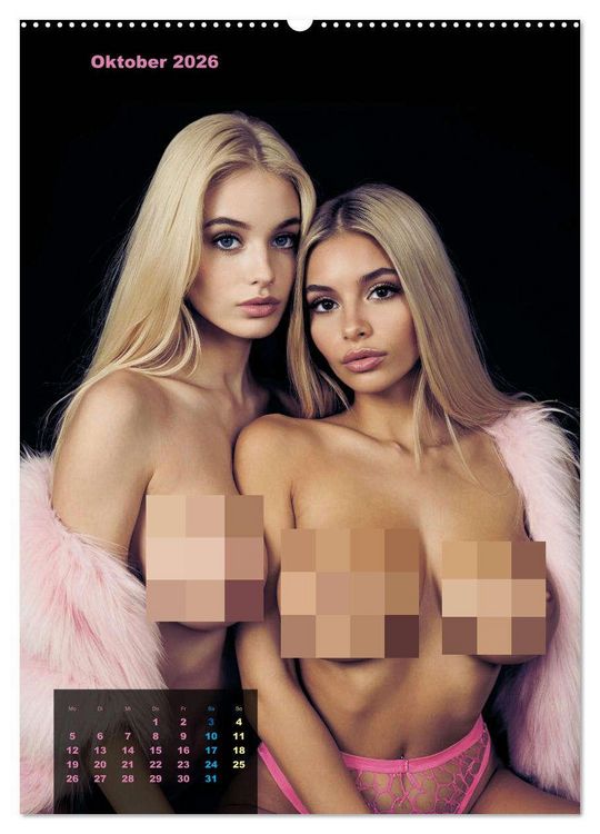 Produktbild: Blonde Girls typisch pink (Wandkalender 2026 DIN A2 hoch), CALVENDO Monatskalender