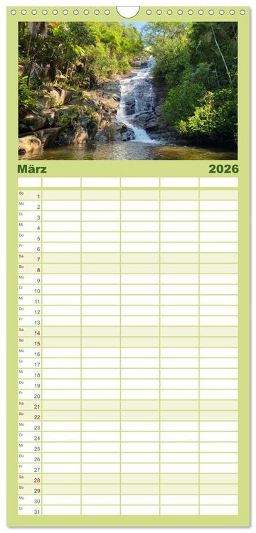 Produktbild: Familienplaner 2026 - In Gedanken auf den Seychellen mit 5 Spalten (Wandkalender, 21 x 45 cm) CALVENDO