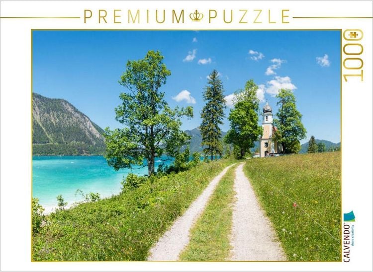 Produktbild: CALVENDO Puzzle Wanderweg am Walchensee, Bayern. Zitat: Die Bibel, 2. Mose 23,20 | 1000 Teile Lege-Gr&ouml;&szlig;e 64x48cm Foto-Puzzle f&uuml;r gl&uuml;ckliche Stunden