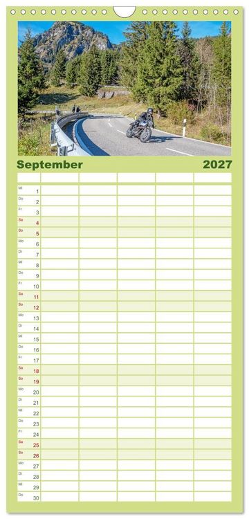 Produktbild: Familienplaner 2027 - Motorr&auml;der am Jochpass mit 5 Spalten (Wandkalender, 21 x 45 cm) CALVENDO