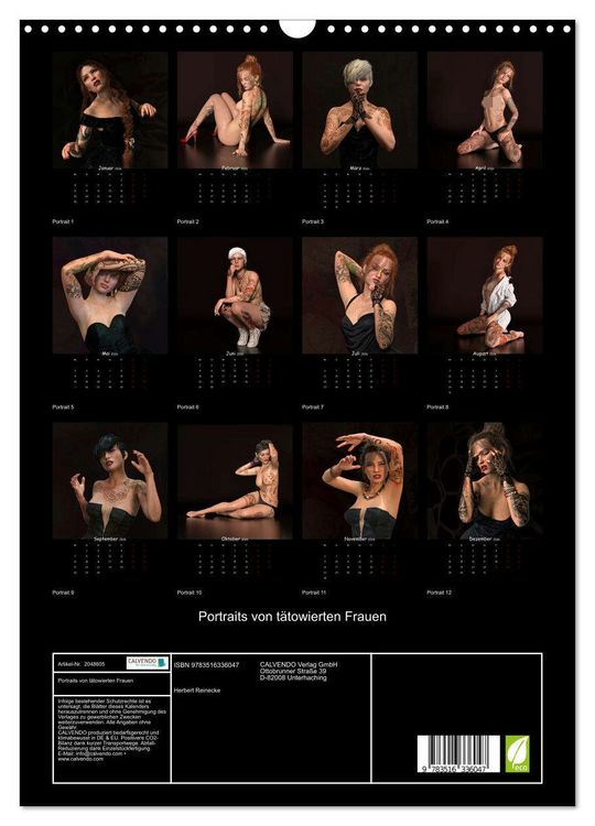Produktbild: Portraits von t&auml;towierten Frauen (Wandkalender 2026 DIN A3 hoch), CALVENDO Monatskalender