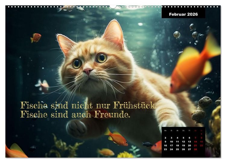 Produktbild: Katzen k&ouml;nnen alles, au&szlig;er traurig. (hochwertiger Premium Wandkalender 2026 DIN A2 quer), Kunstdruck in Hochglanz