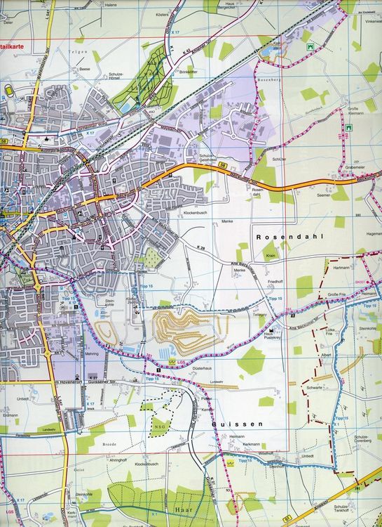 Produktbild: Ahlen, KVplan, Radkarte/Wanderkarte/Stadtplan, 1:25.000 / 1:15.000 / 1:7.500
