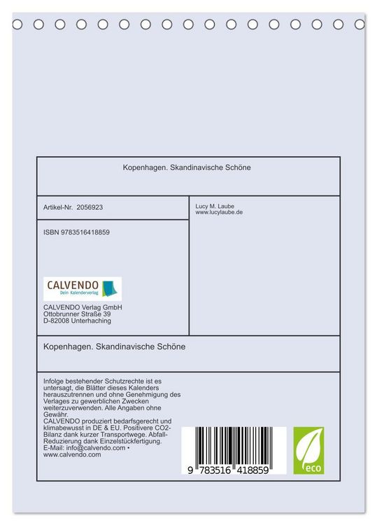 Produktbild: Kopenhagen. Skandinavische Sch&ouml;ne (Tischkalender 2026 DIN A5 hoch), CALVENDO Monatskalender