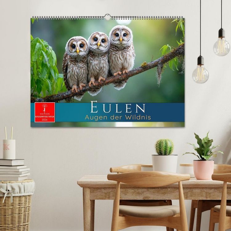 Produktbild: Eulen - Augen der Wildnis (Wandkalender 2026 DIN A2 quer), CALVENDO Monatskalender