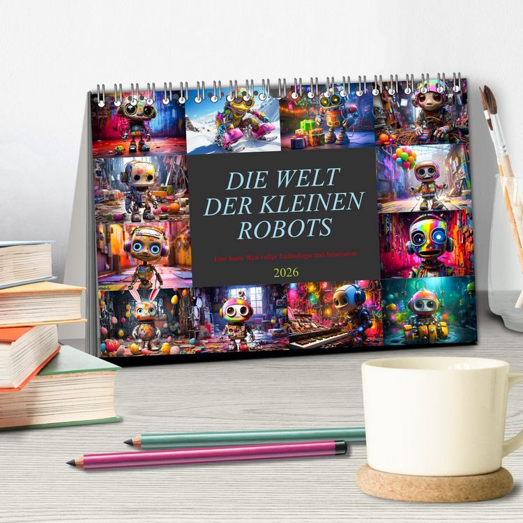 Produktbild: Die Welt der kleinen Robots (Tischkalender 2026 DIN A5 quer), CALVENDO Monatskalender