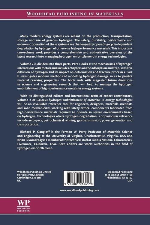 Produktbild: Gangloff, R: Gaseous Hydrogen Embrittlement of Materials in
