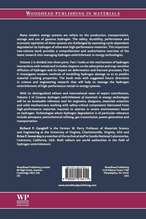 Produktbild: Gaseous Hydrogen Embrittlement of Materials in Energy Technologies