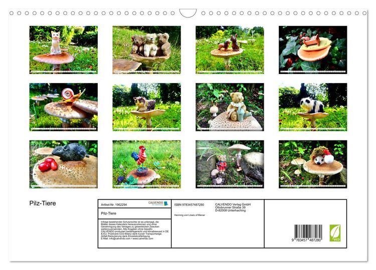 Produktbild: Pilz-Tiere (Wandkalender 2026 DIN A3 quer), CALVENDO Monatskalender