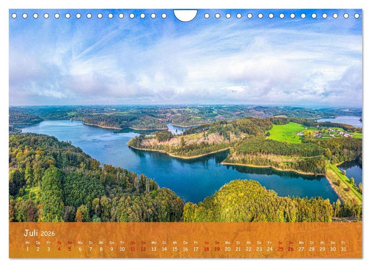 Produktbild: Talsperren der Wupper und ihrer Nebenfl&uuml;sse aus der Vogelperspektive (Wandkalender 2026 DIN A4 quer), CALVENDO Monatskalender