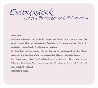 Produktbild: Babymusik zum Beruhigen und Entspannen/CD