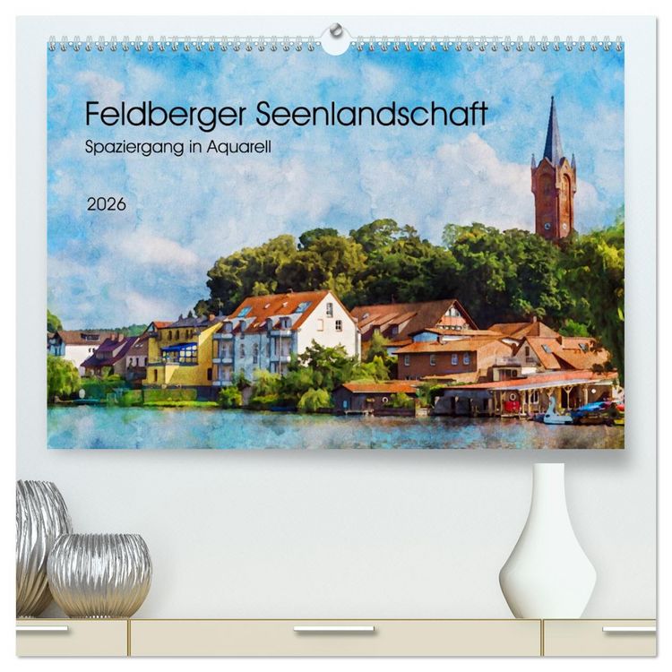 Produktbild: Feldberger Seenlandschaft - Spaziergang in Aquarell (hochwertiger Premium Wandkalender 2026 DIN A2 quer), Kunstdruck in Hochglanz