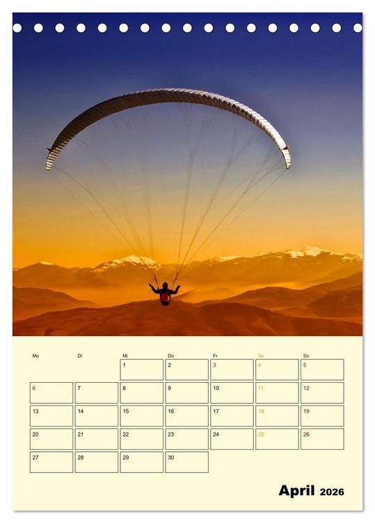 Produktbild: Paragliding - extrem aufregend (Tischkalender 2026 DIN A5 hoch), CALVENDO Monatskalender