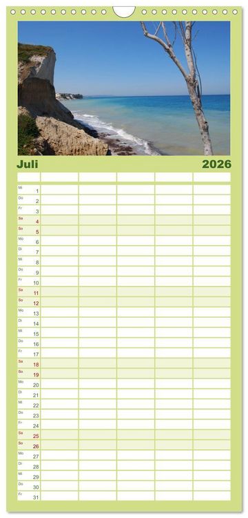 Produktbild: Familienplaner 2026 - Griechische Inseln mit 5 Spalten (Wandkalender, 21 x 45 cm) CALVENDO
