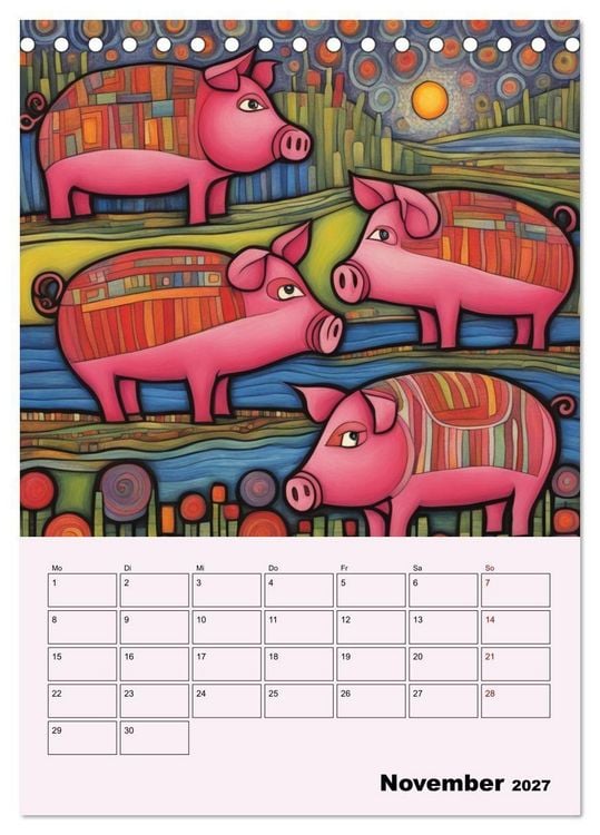 Produktbild: Farbenfrohe Tiermalerei (Tischkalender 2027 DIN A5 hoch), CALVENDO Monatskalender