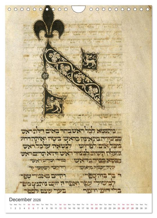 Produktbild: Hebrew Illuminations and Manuscripts (Wall Calendar 2026 DIN A4 portrait), CALVENDO 12 Month Wall Calendar