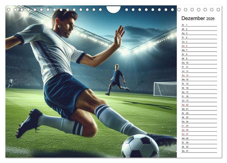 Produktbild: Fu&szlig;ball Highlights - Von der KI geschaffene Spielmomente (Wandkalender 2026 DIN A4 quer), CALVENDO Monatskalender