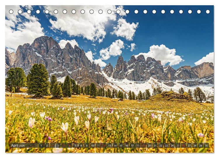 Produktbild: Dolomiten - Traumhafte Berglandschaften (Tischkalender 2026 DIN A5 quer), CALVENDO Monatskalender