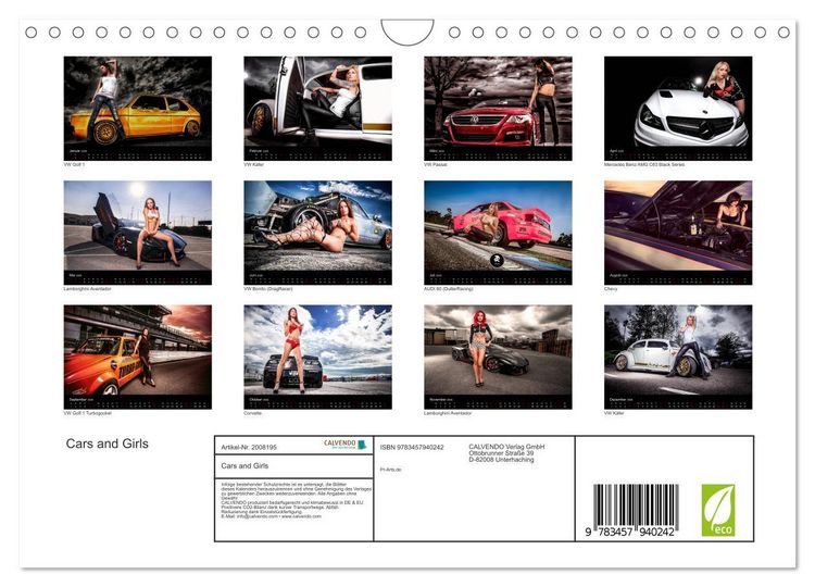 Produktbild: Cars and Girls (Wandkalender 2026 DIN A4 quer), CALVENDO Monatskalender
