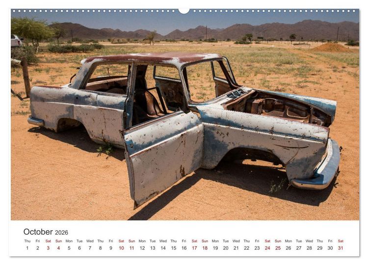 Produktbild: Old cars in Solitaire Namibia (High Quality Premium Wall Calendar 2026 DIN A2 landscape),CALVENDO 12 Month Wall Calendar