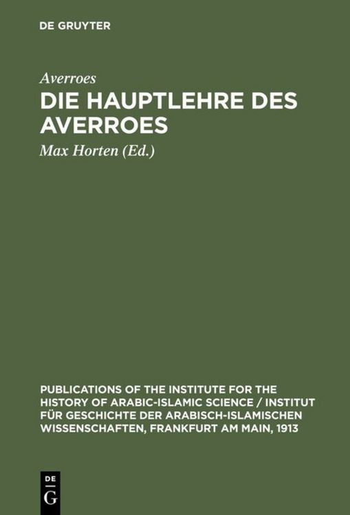 Produktbild: Die Hauptlehre des Averroes