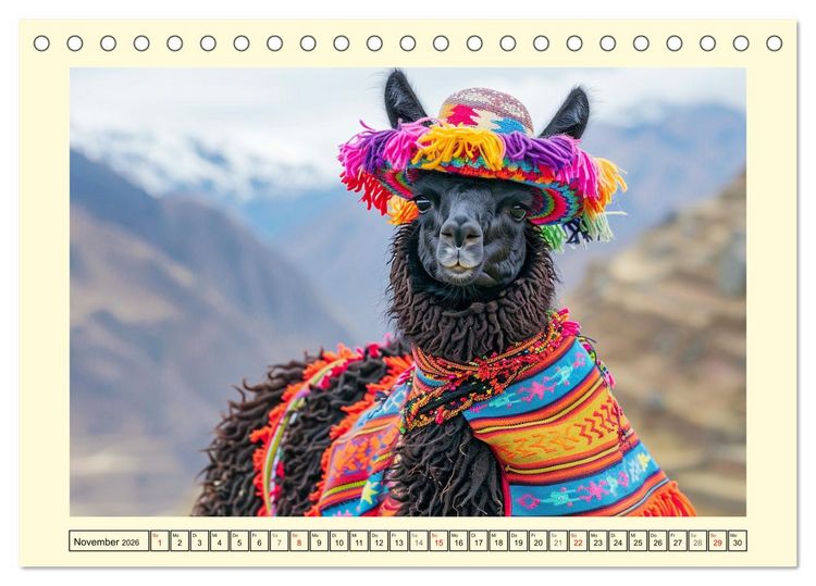 Produktbild: Lamas auf Tour. Perus flauschige Fashion-Ikonen (Tischkalender 2026 DIN A5 quer), CALVENDO Monatskalender