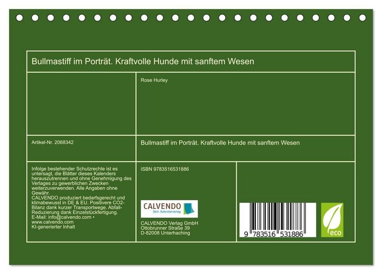 Produktbild: Bullmastiff im Portr&auml;t. Kraftvolle Hunde mit sanftem Wesen (Tischkalender 2026 DIN A5 quer), CALVENDO Monatskalender