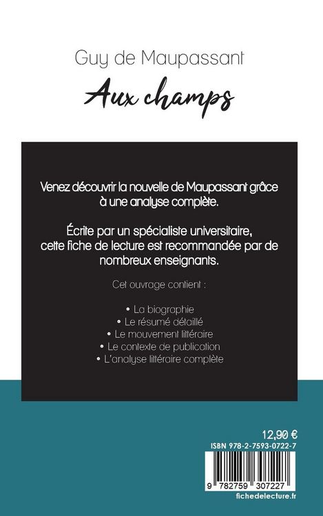 Produktbild: Aux champs de Guy de Maupassant (fiche de lecture et analyse compl&egrave;te de l'oeuvre)