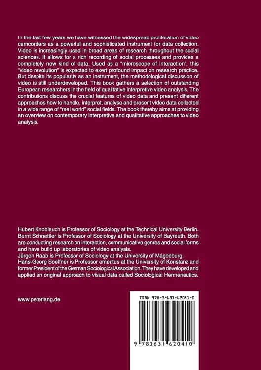 Produktbild: Video Analysis: Methodology and Methods