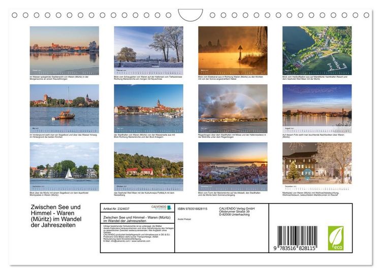 Produktbild: Zwischen See und Himmel - Waren (M&uuml;ritz) im Wandel der Jahreszeiten (Wandkalender 2027 DIN A4 quer), CALVENDO Monatskalender