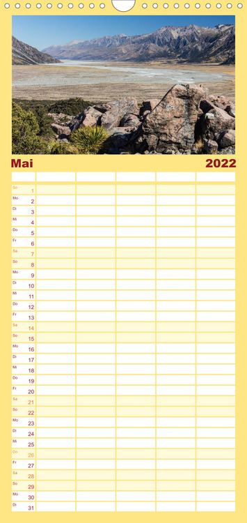Produktbild: Familienplaner Neuseeland - Attraktiver S&uuml;den (Wandkalender 2022 , 21 cm x 45 cm, hoch)