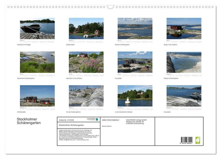 Produktbild: Stockholmer Sch&auml;rengarten (Wandkalender 2026 DIN A2 quer), CALVENDO Monatskalender