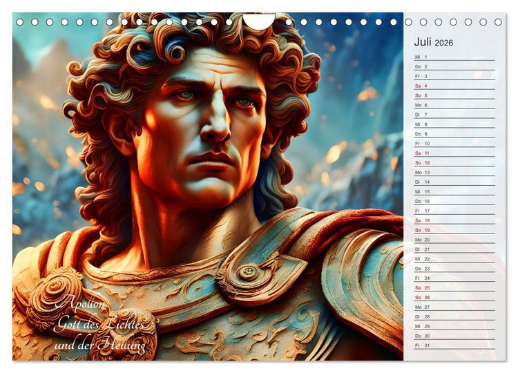 Produktbild: Die Unsterblichen - Griechische KI-G&ouml;ttinnen und KI-G&ouml;tter (Wandkalender 2026 DIN A4 quer), CALVENDO Monatskalender