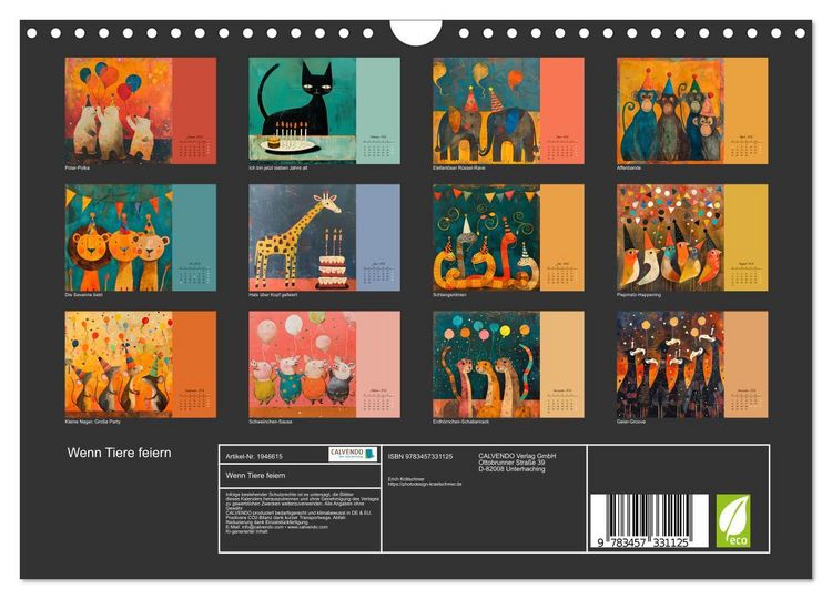 Produktbild: Wenn Tiere feiern (Wandkalender 2026 DIN A4 quer), CALVENDO Monatskalender
