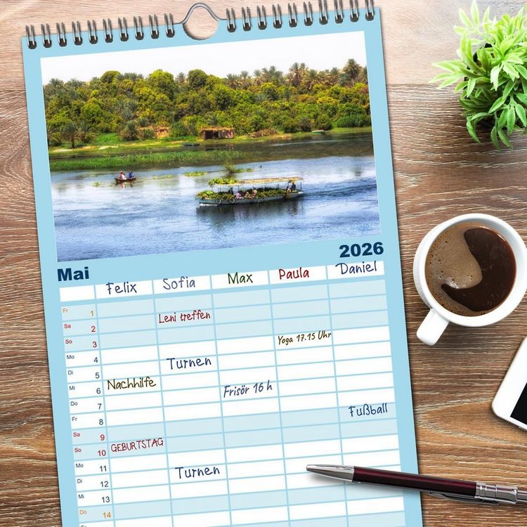 Produktbild: Familienplaner 2026 - &Auml;gypten mit 5 Spalten (Wandkalender, 21 x 45 cm) CALVENDO