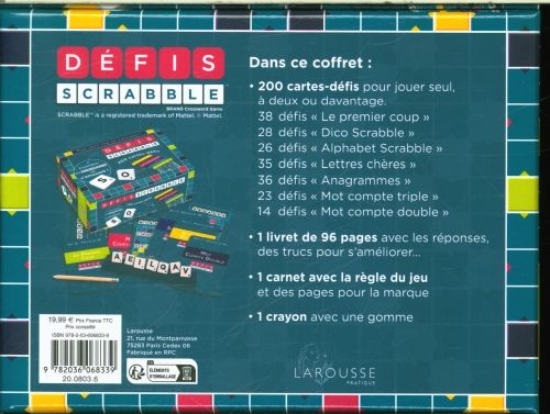 Produktbild: D&eacute;fis Scrabble : 200 cartes-d&eacute;fis