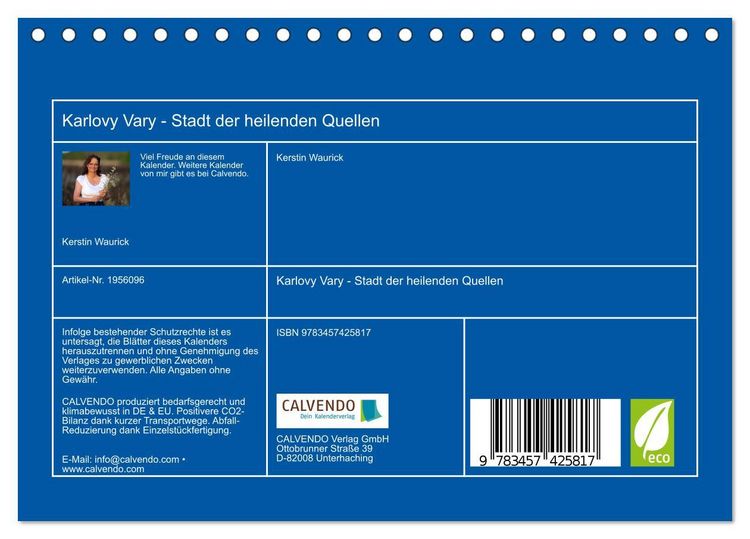 Produktbild: Karlovy Vary - Stadt der heilenden Quellen (Tischkalender 2026 DIN A5 quer), CALVENDO Monatskalender