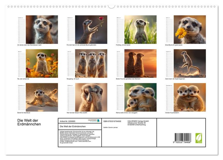 Produktbild: Die Welt der Erdm&auml;nnchen (hochwertiger Premium Wandkalender 2027 DIN A2 quer), Kunstdruck in Hochglanz