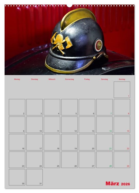 Produktbild: Alte Feuerwehrhelme - Terminplaner (hochwertiger Premium Wandkalender 2026 DIN A2 hoch), Kunstdruck in Hochglanz