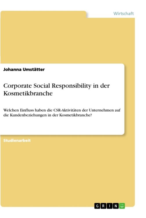 Produktbild: Corporate Social Responsibility in der Kosmetikbranche
