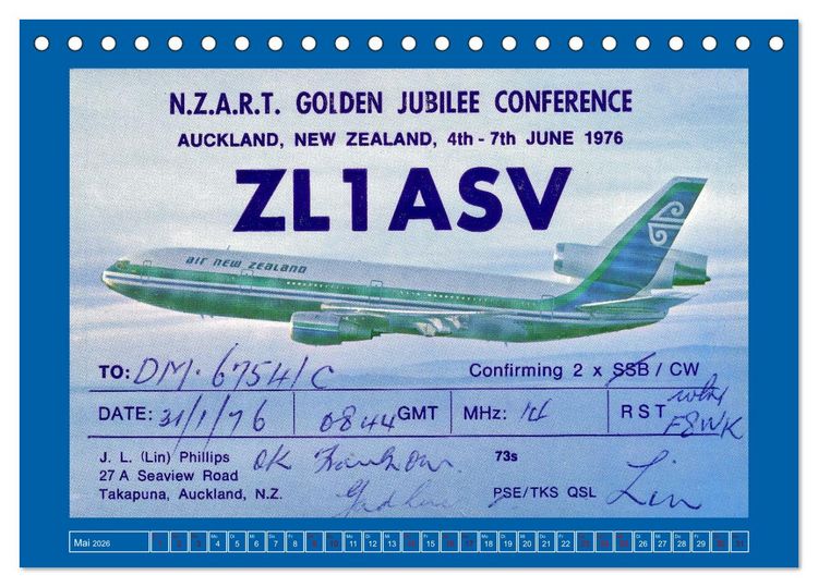 Produktbild: &Uuml;ber den Wolken - Flugzeuge des 20. Jahrhunderts auf Amateurfunkkarten (Tischkalender 2026 DIN A5 quer), CALVENDO Monatskalender