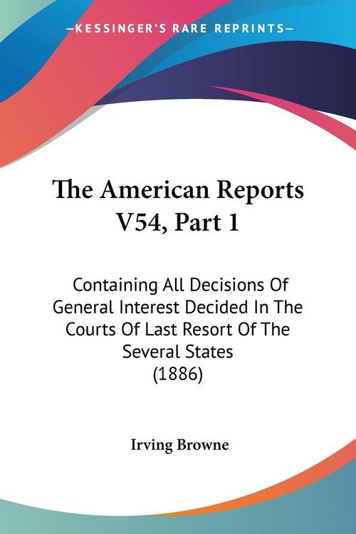 Produktbild: The American Reports V54, Part 1