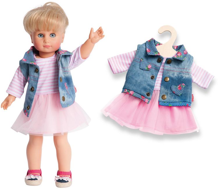 Produktbild: Puppen-T&uuml;llkleid mit Jeansweste, Gr. 35-45 cm