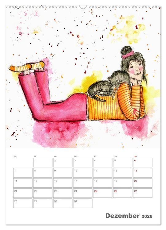 Produktbild: Meine zwei Samtpf&ouml;tchen und Ich - Bezaubernde Aquarelle einer gro&szlig;e Liebe (hochwertiger Premium Wandkalender 2026 DIN A2 hoch), Kunstdruck in Hochglanz