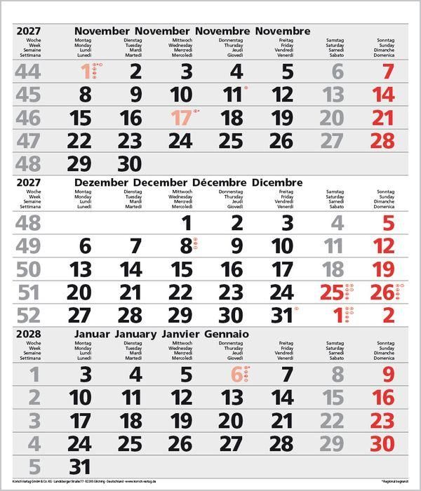 Produktbild: 3-Monats-Planer Comfort Grau 2027