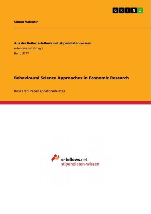 Produktbild: Behavioural Science Approaches in Economic Research