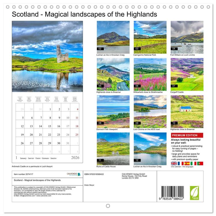 Produktbild: Scotland - Magical landscapes of the Highlands (Wall Calendar 2026 12 &times; 12 Inch) CALVENDO 12 Month Wall Calendar