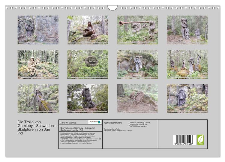 Produktbild: Die Trolle von Gamleby - Schweden - Skulpturen von Jan Pol (Wandkalender 2026 DIN A3 quer), CALVENDO Monatskalender