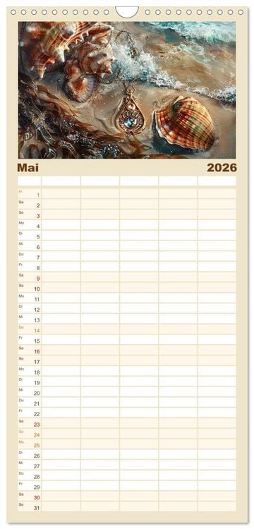 Produktbild: Familienplaner 2026 - Strandgut mit 5 Spalten (Wandkalender, 21 x 45 cm) CALVENDO