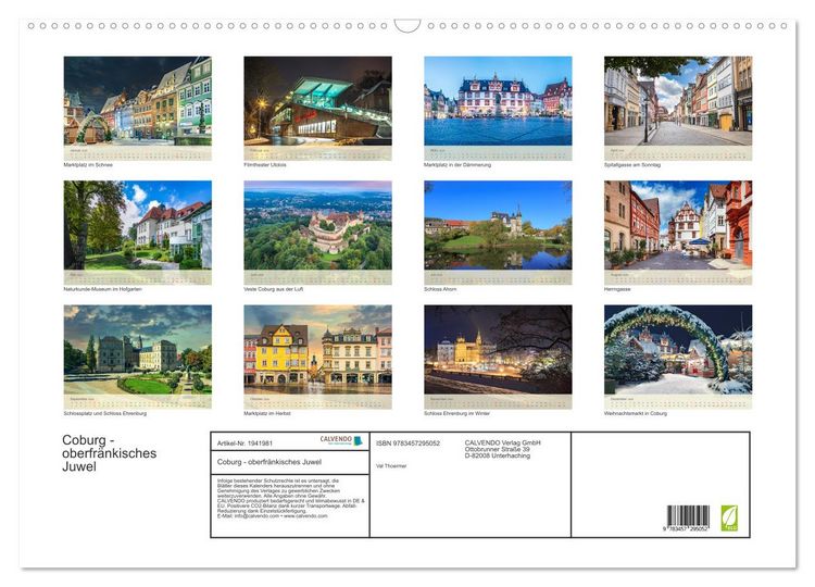 Produktbild: Coburg - oberfr&auml;nkisches Juwel (Wandkalender 2026 DIN A2 quer), CALVENDO Monatskalender